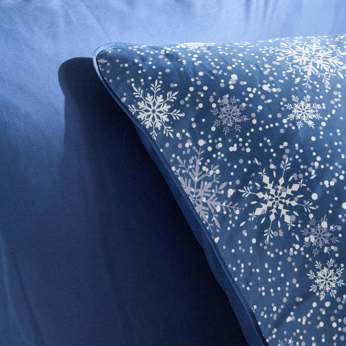 BETTWÄSCHE Satin SNOWF, 200x220 cm, Dunkel Blau, Winter Weihnachten Bettbezug, Weihnachtsdeko, Christmas, Weihnachtsmotiv - Dunkelblau, Textil (200/220cm) - home&you
