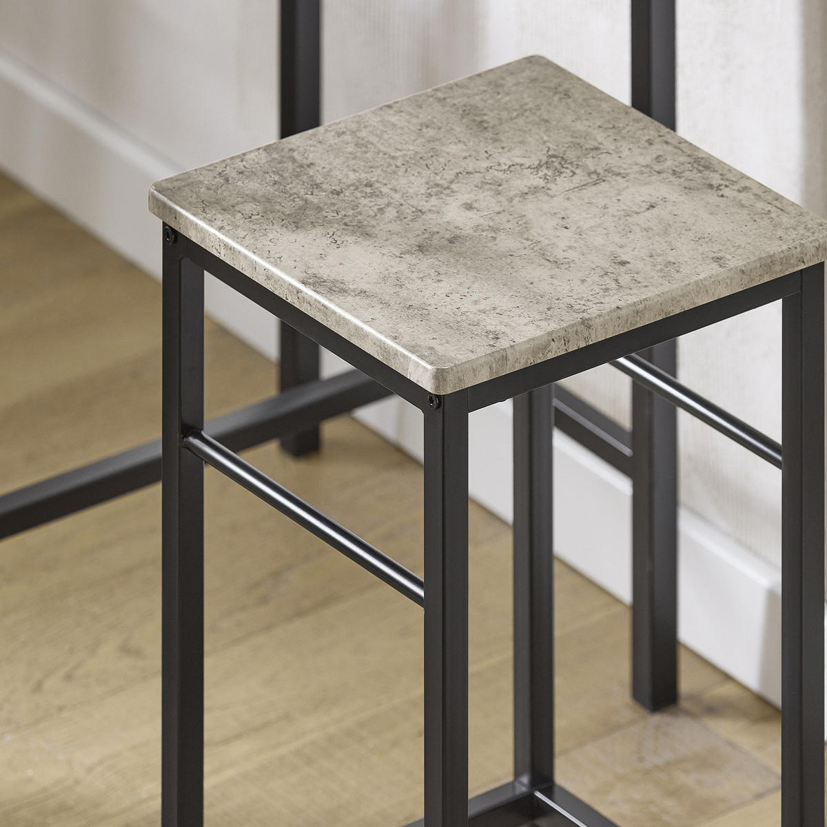 BARTISCH + 2 x BARHOCKER - Grau, Holzwerkstoff (80/88/50cm) - SoBuy