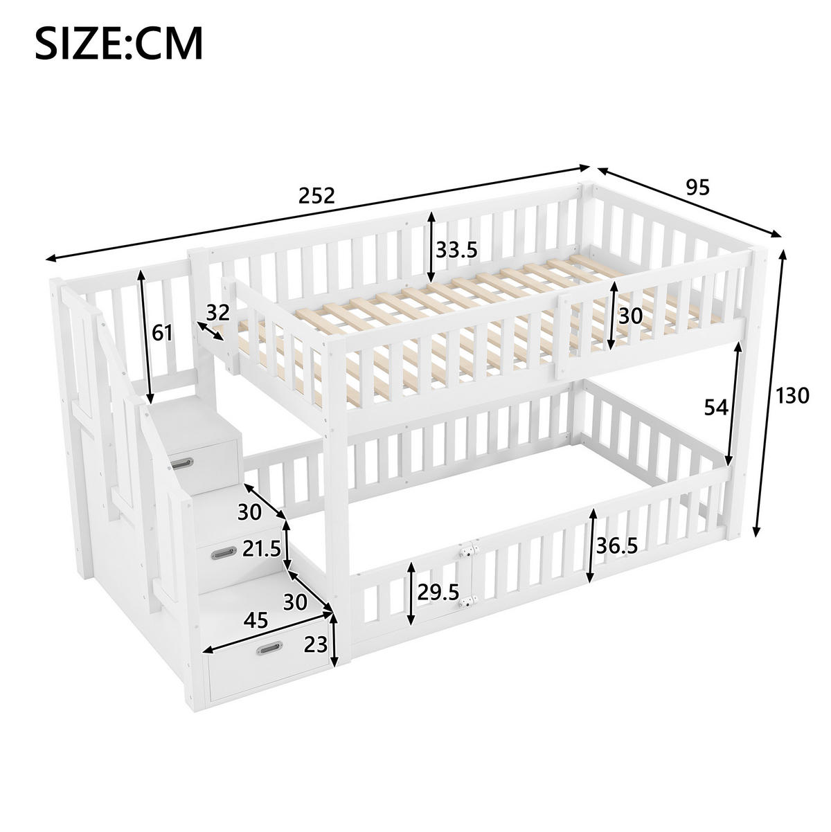 ETAGENBETT 90/200 cm aus Kiefer-MDF mit Leiter, Weiß - Weiß, Holzwerkstoff (90/200cm) - OKMYHOME