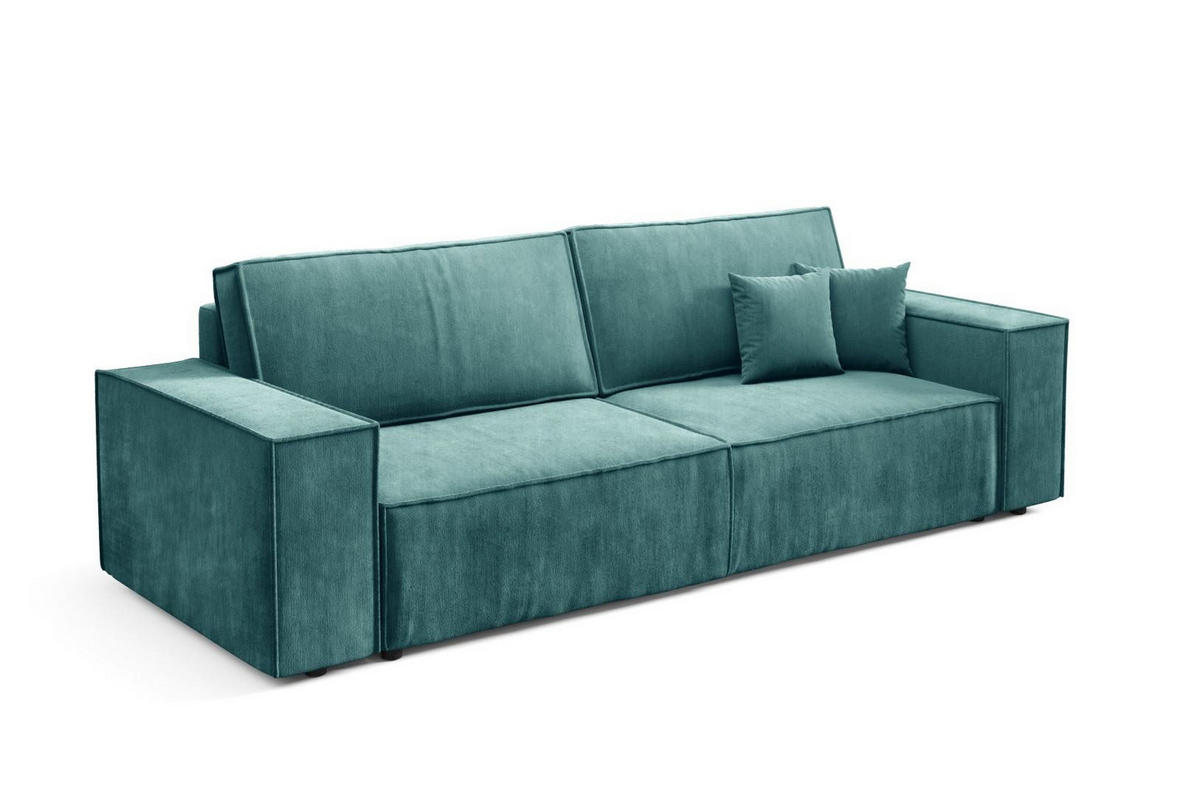 SCHLAFSOFA mit Bettkasten Türkis - Türkis, Textil (255/88/102cm) - Furnisell