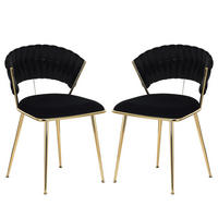 ESSZIMMERSTUHL 2er Set aus Samt, Schwarz - Schwarz, Metall (43.5/75/43.5cm)