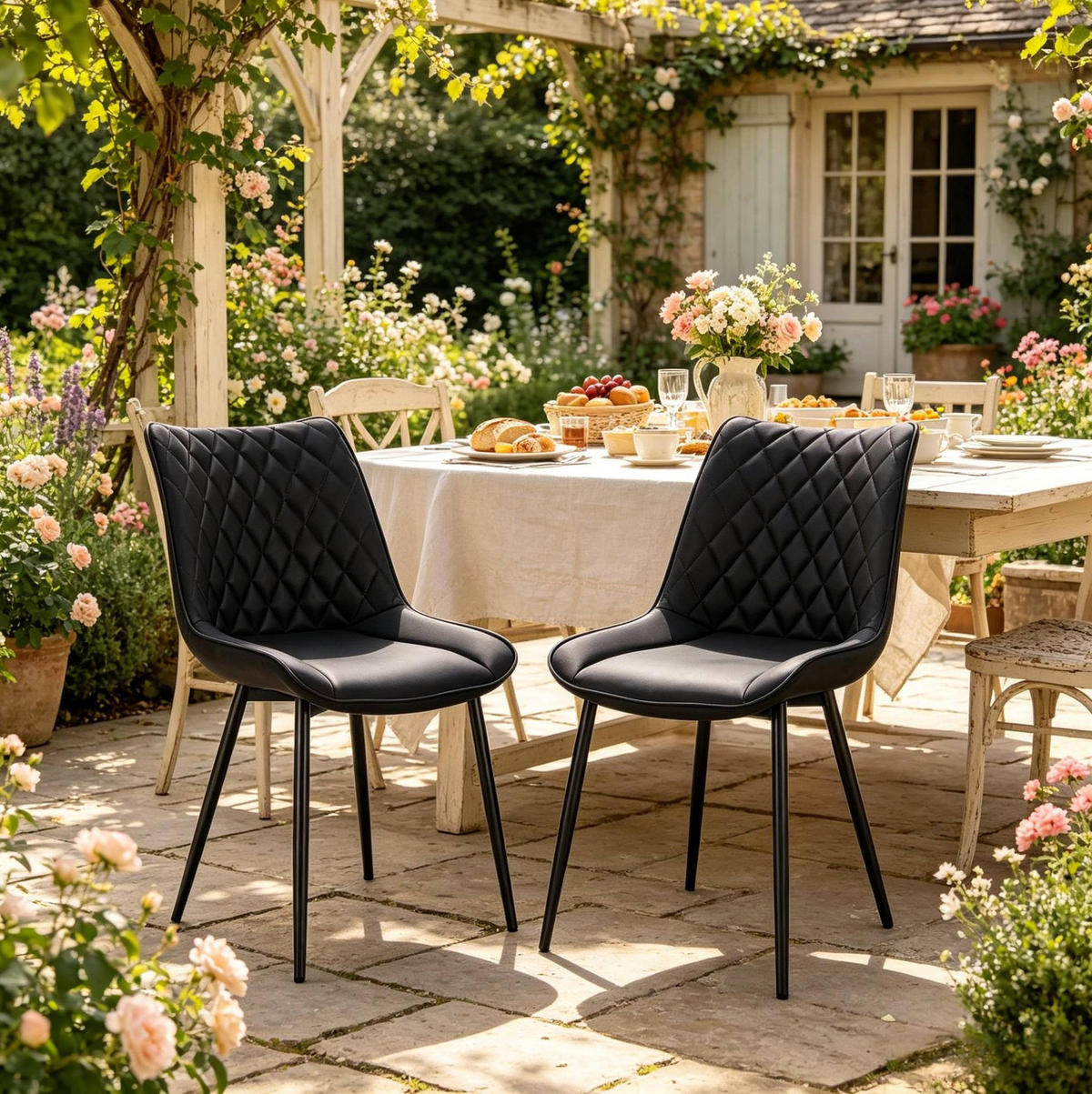 ESSSTUHL ergonomisch 2er-Set Kunstleder Anthracite - Anthrazit, Metall (40.5/85.5/46cm) - Meubliv