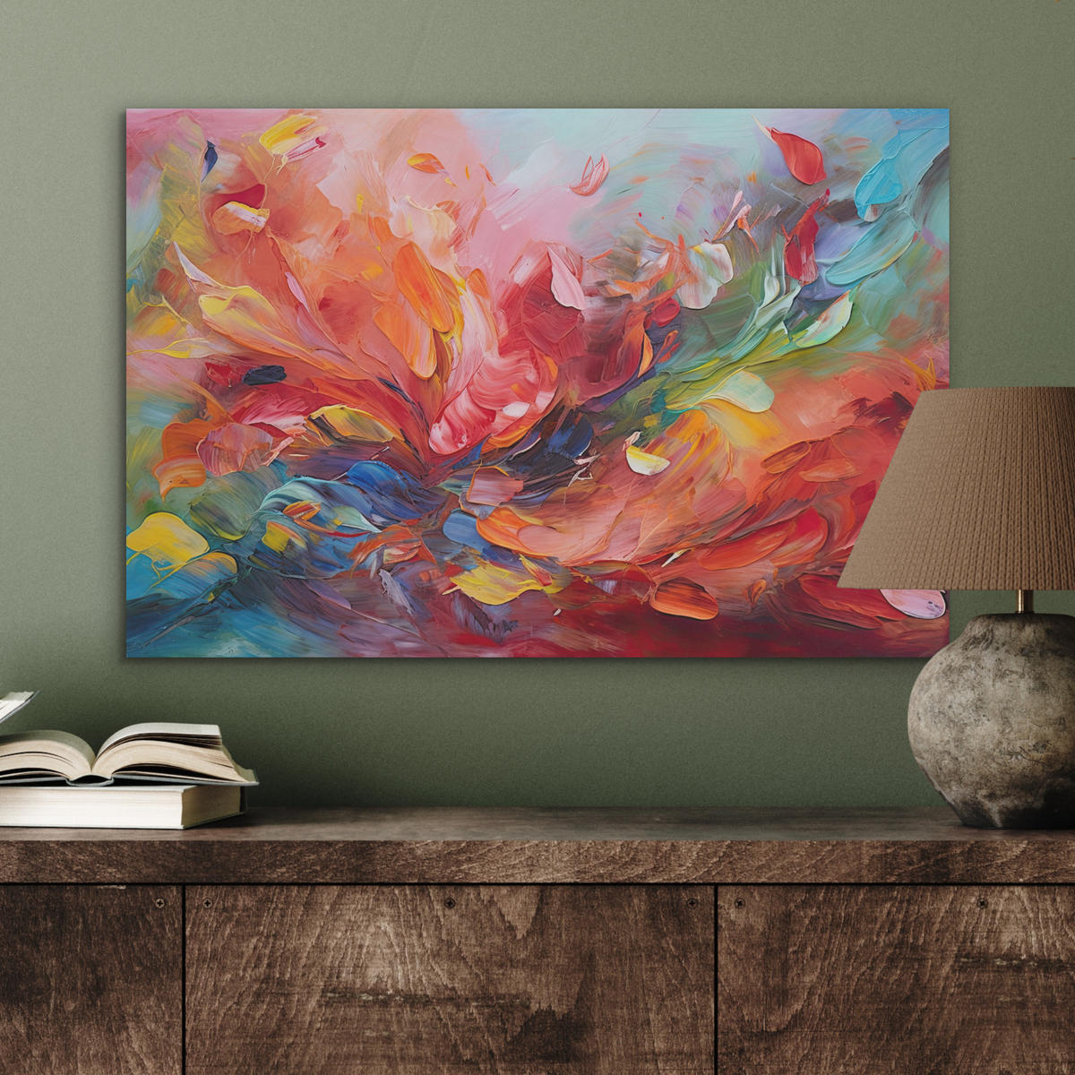 AKUSTIKBILD Ölgemälde - Kunst - Abstrakt - Farbenfroh Wanddeko 70x50 cm - Altrosa, Kunststoff (70/50/0.9cm) - MuchoWow