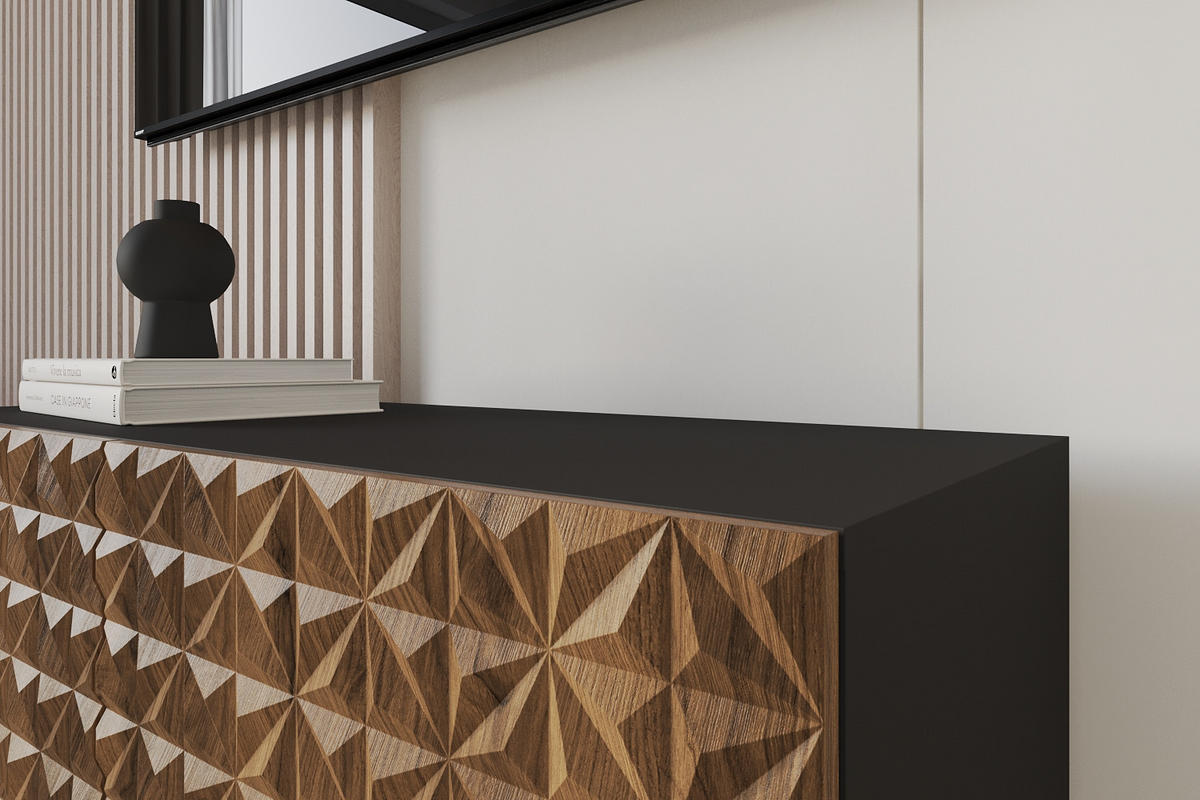 LOWBOARD VIRA-W 100x40x41 cm - Schwarz / Katania - Eiche Wotan, Holzwerkstoff (100/40/41cm) - ALTDECOR