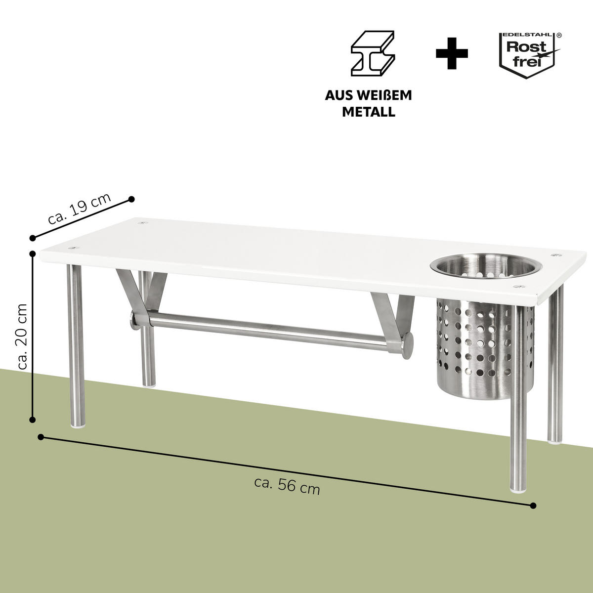KÜCHENREGAL, weiß, Metall - Weiß, Metall (56/19/20cm) - bremermann