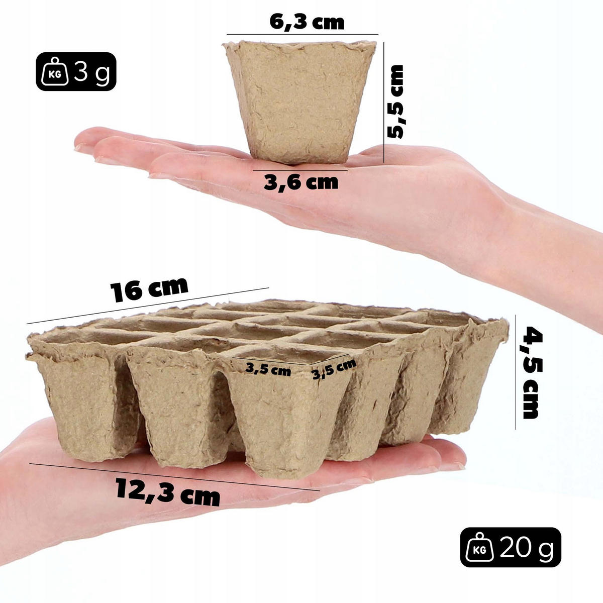 TORFTÖPFE, 16 x 12 cm 10 Stk.+ 6 x 5 cm 72 Stk. - Naturfarben, Naturmaterialien - KADAX