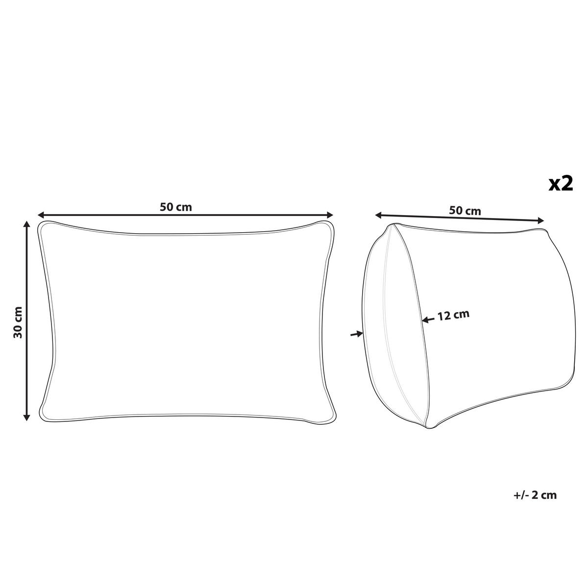 Gartenkissen 2er-Set Marineblau 30/50 cm Glimmer - Blau/Weiß, Textil (50/12/30cm) - Beliani