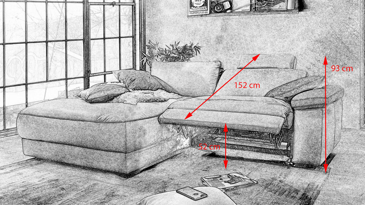 ECKSOFA MOTORISCH. RELAXFUNKTION LOLA Braun Webstoff - Dunkelbraun/Schwarz, Textil (233/178cm) - KAWOLA