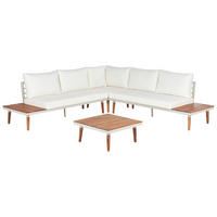 LOUNGE-SET 5-Sitzer Akazienholz cremeweiß Corato - Creme, Holz - Beliani