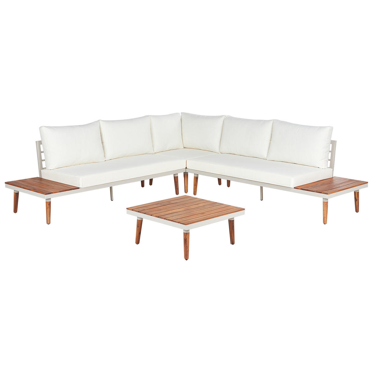 LOUNGE-SET 5-Sitzer Akazienholz cremeweiß Corato - Creme, Holz - Beliani