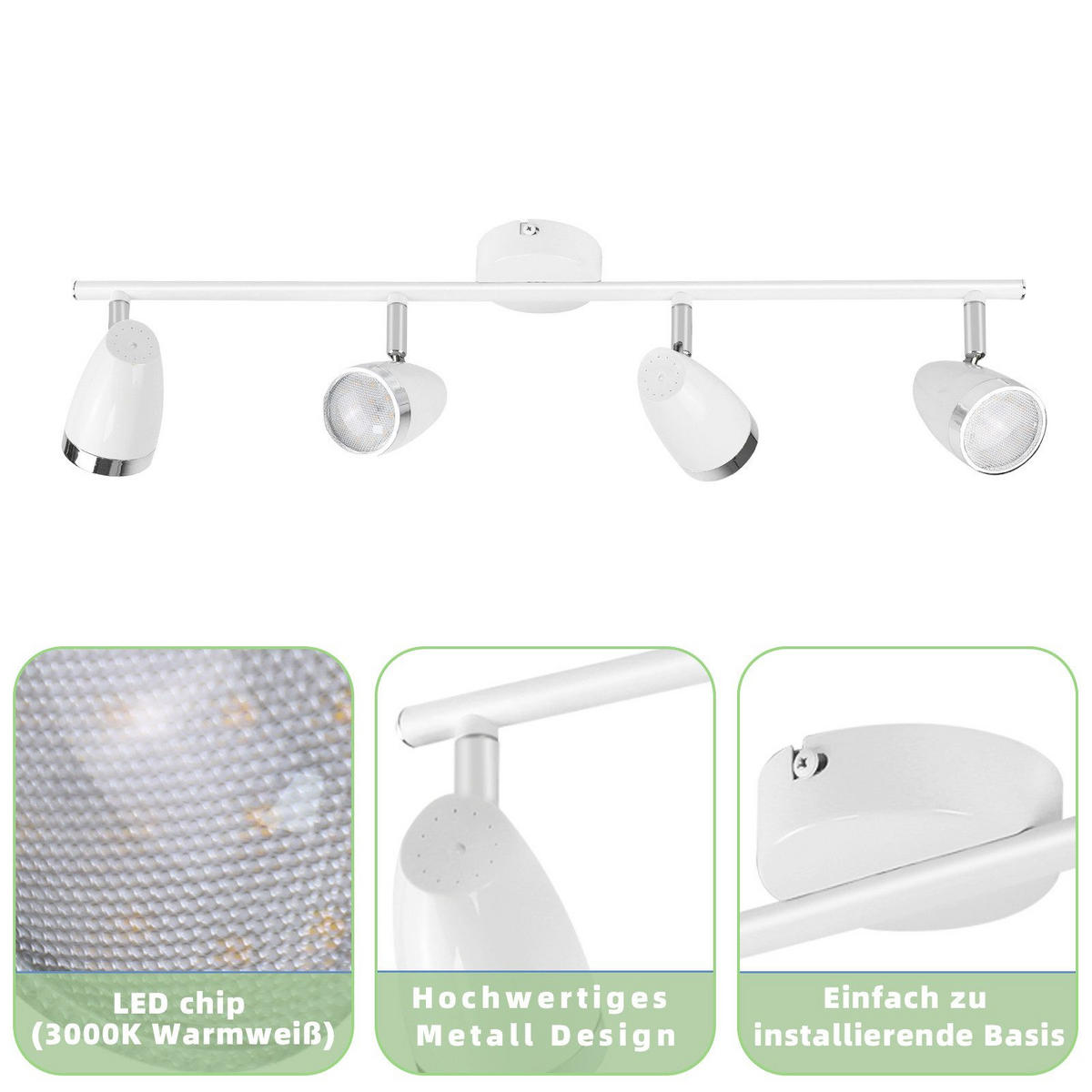 LED-DECKENLEUCHTE Leitch 60/15.5/80cm - Weiß, Metall (60/15.5/80cm) - Nettlife