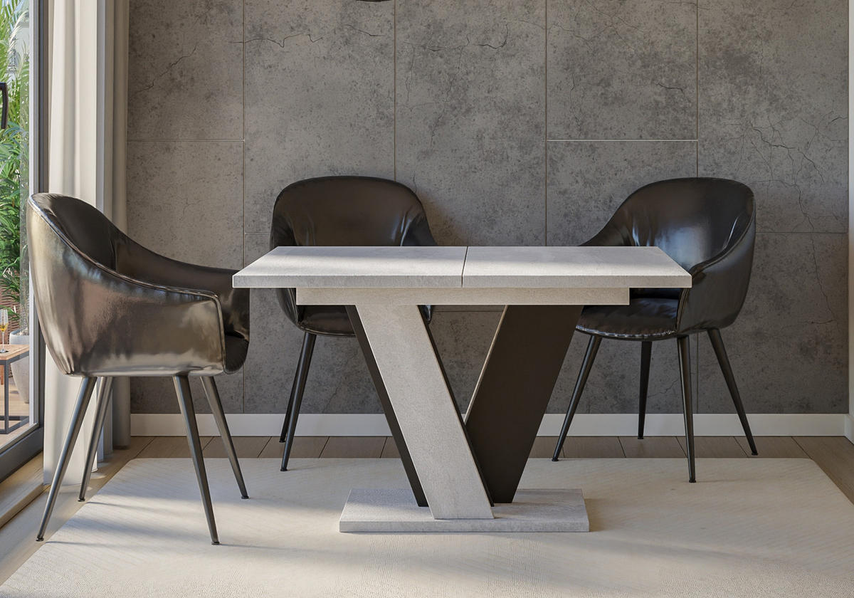 ESSTISCH Ausziehbar 120 - 160 cm Betonoptik und Schwarz - Schwarz/Grau, Holzwerkstoff (120/90/75cm) - PROSPERO