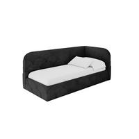 EINZELLBETT Jugendbett mit Bettkasten und Matratze H3/H4, Links - ELRY 90x200 Schwarz - Schwarz, Holzwerkstoff/Textil (90/200cm) - ALTDECOR
