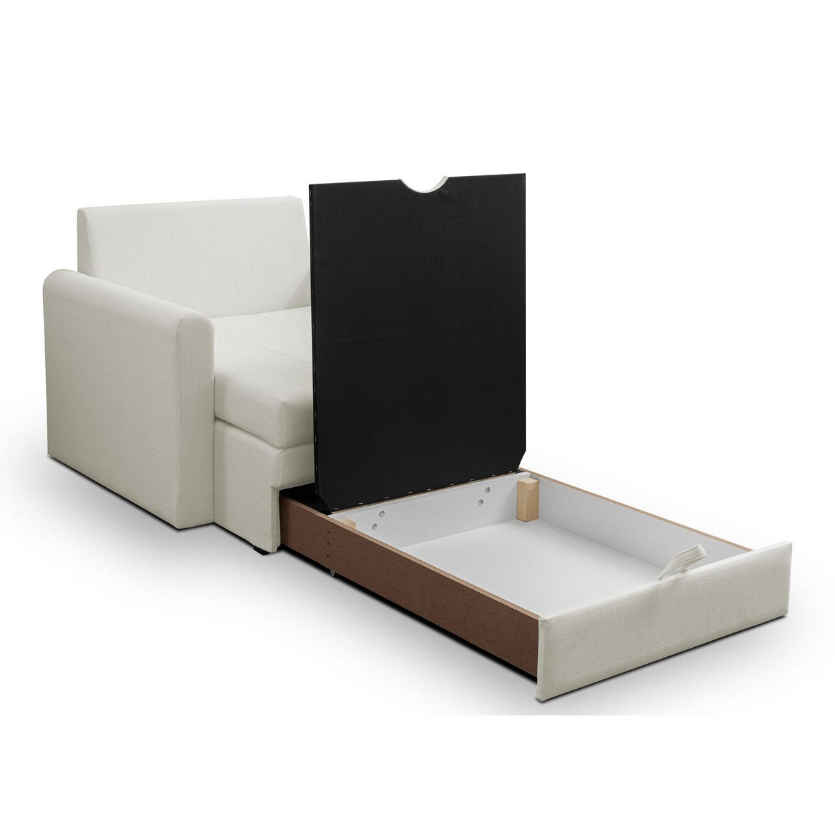 SCHLAFSESSEL Dejano Creme 75x196 cm - Creme/Schwarz, Holz/Textil (103/90/115cm) - Selsey