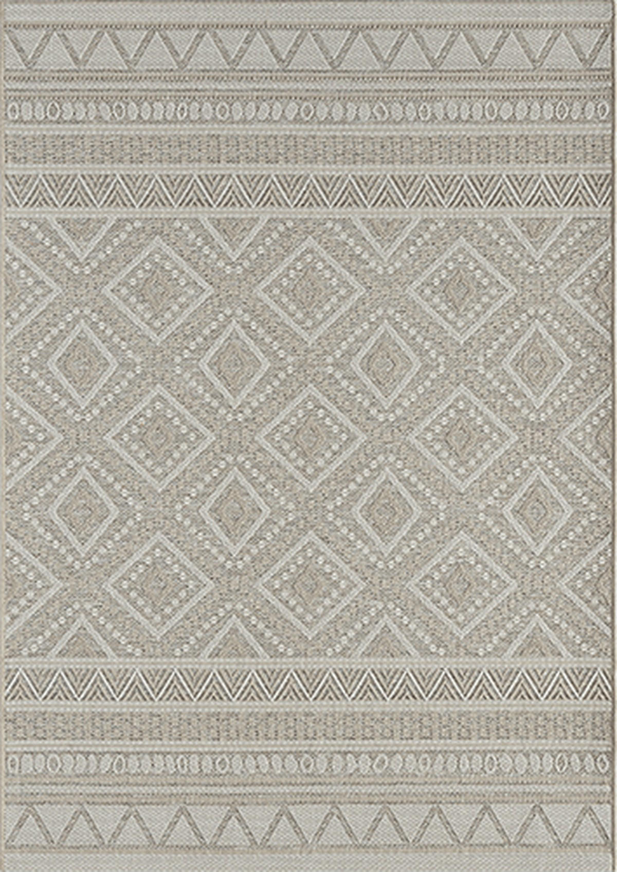 TEPPICH Flachgewebe ESERA Ethno-Rauten Polypropylen Beige 240 x 340 cm - Beige, Textil (240/340cm) - KADIMA DESIGN