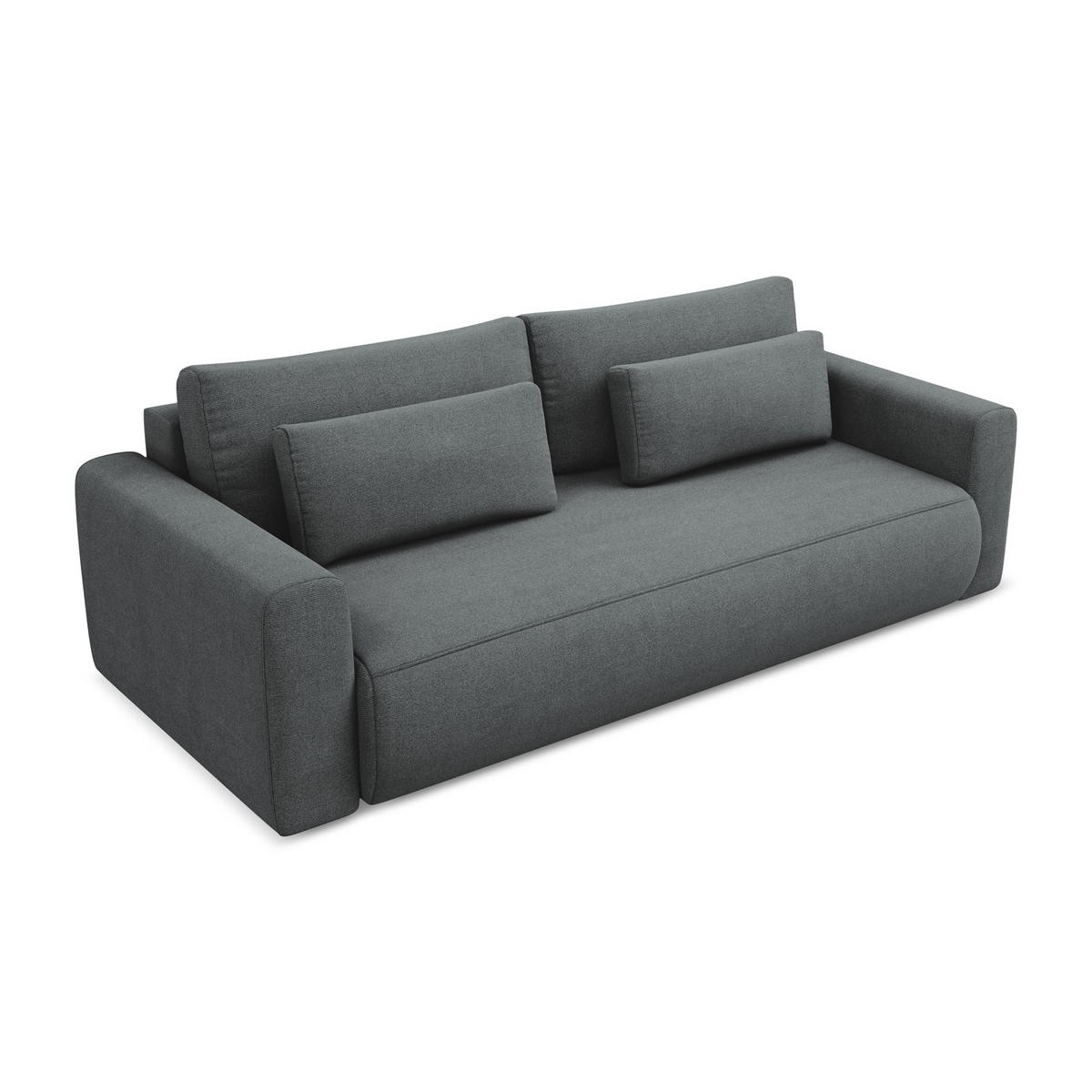 3-SITZER SOFA mit Schlaffunktion Strukturstoff Stoff Grau - Schwarz/Grau, Kunststoff/Textil (238/82/105cm) - LaMiaSofa