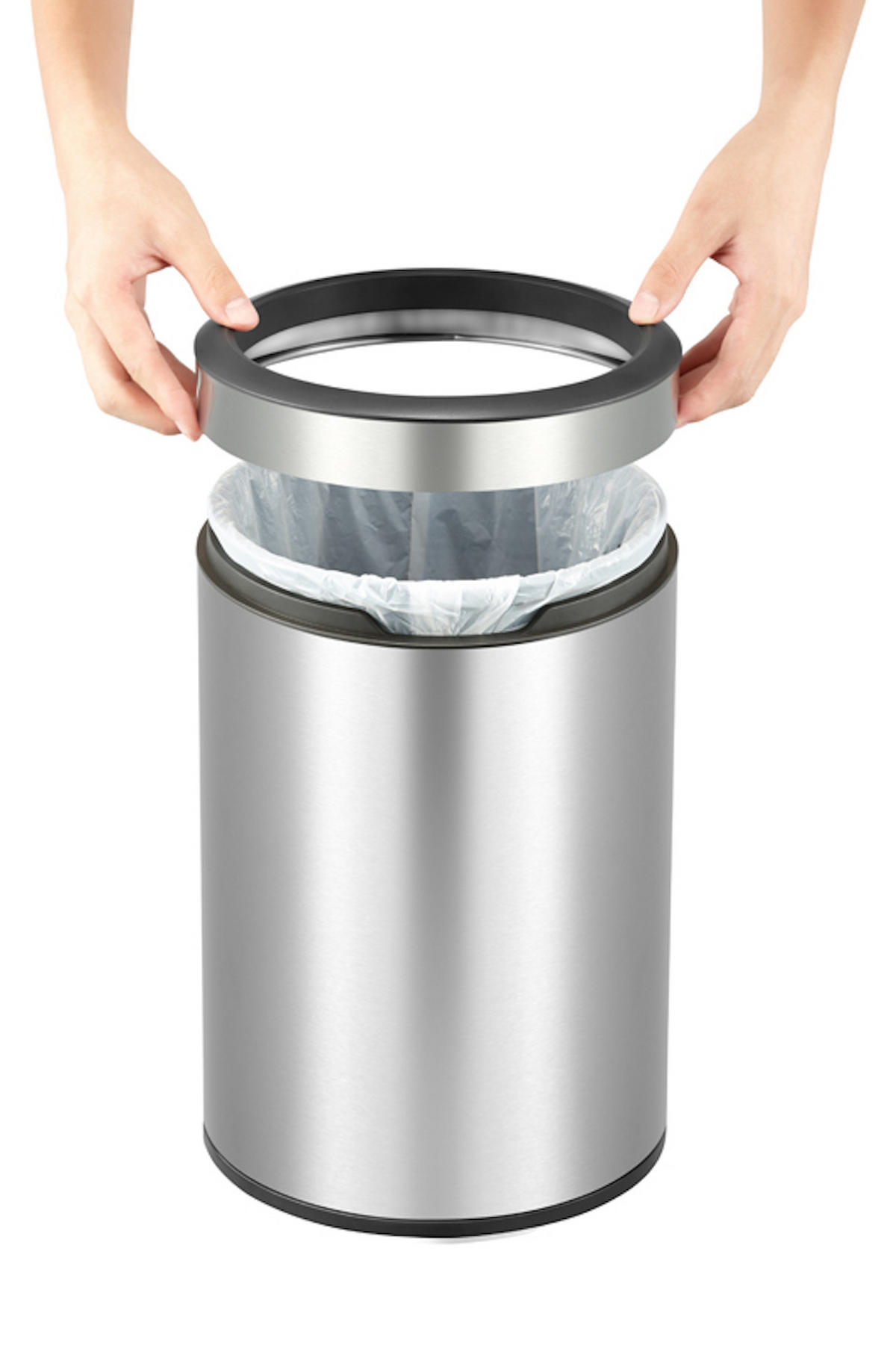 MÜLLEIMER Mit Offener Einwurfsöffnung 12 Liter Edelstahl Silber - Silberfarben, Metall (24/38/24cm) - PROREGAL