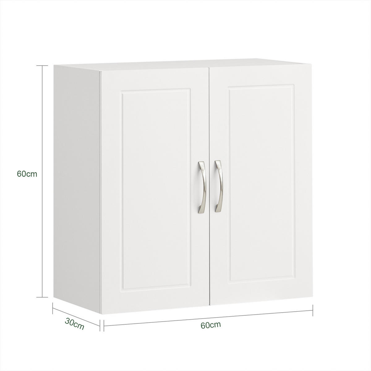 HÄNGESCHRANK mit Verstellbarem Regal, 60x60x30cm, Weiß - Weiß, Holzwerkstoff (60/60/30cm) - SoBuy