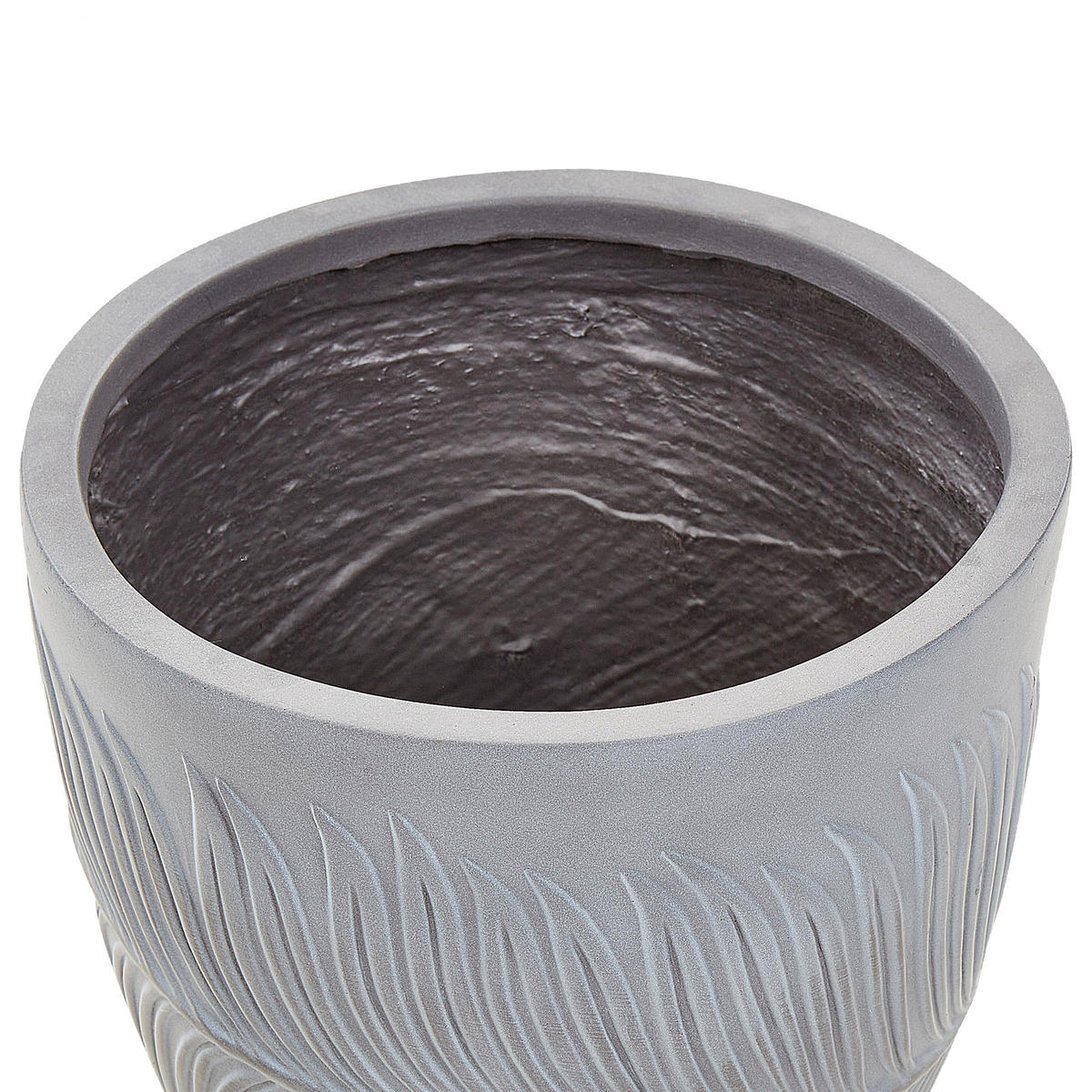BLUMENTOPF grau rund 28/28/16 cm Ftero - Grau, Naturmaterialen (16cm) - Beliani