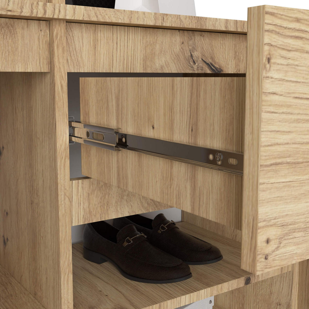 GARDEROBE Entro mit Spiegel, Eiche Artisan, 95x183x35 cm - Eiche Artisan, Holzwerkstoff (95/183/35cm) - Akord