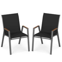 ZAHRADNÍ ŽIDLE skládací černá (sada 2 ks) - černá, kov (66/88/56cm) - COSTWAY