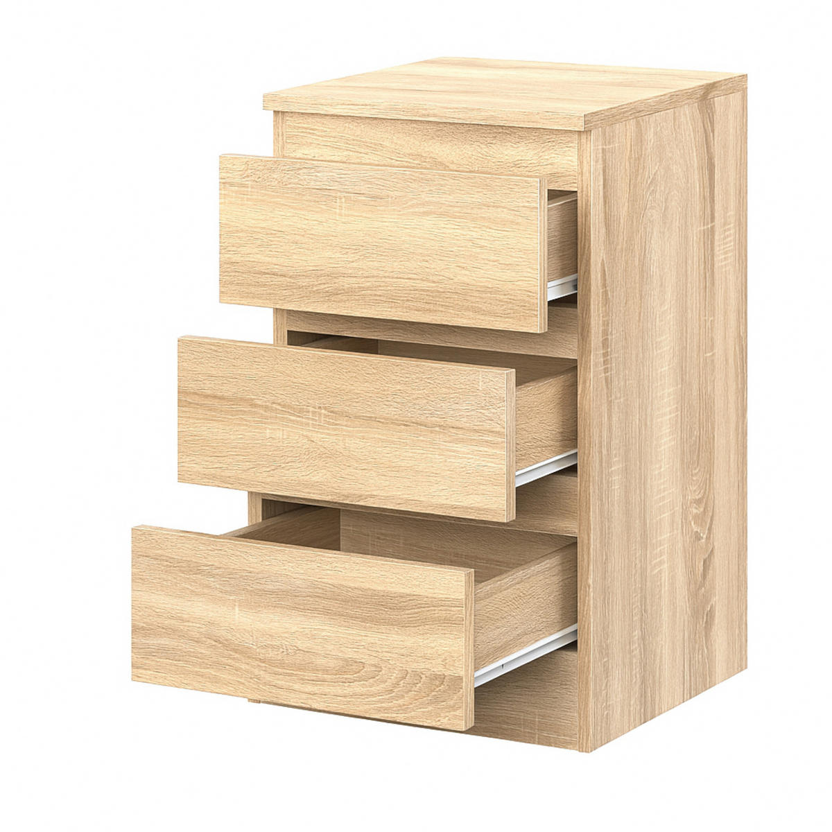 SIDEBOARD SOLA KOM3-3S Schubladen Eiche Sonoma - Sonoma Eiche, Holzwerkstoff/Kunststoff (40/69/43cm) - Komodee