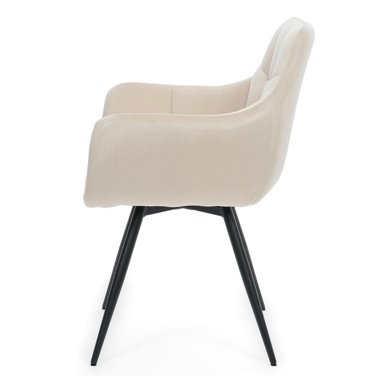 STUHL FANO drehbar gepolsterter mit Steppung - beige - Velour - Ecru/Schwarz, Textil/Metall (58/83/59cm) - NEW HOME