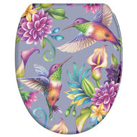 WC-SITZ mit Absenkautomatik & Top Fix Kolibri - Violett, Holzwerkstoff (37.7/5.5/48cm) - Sanilo