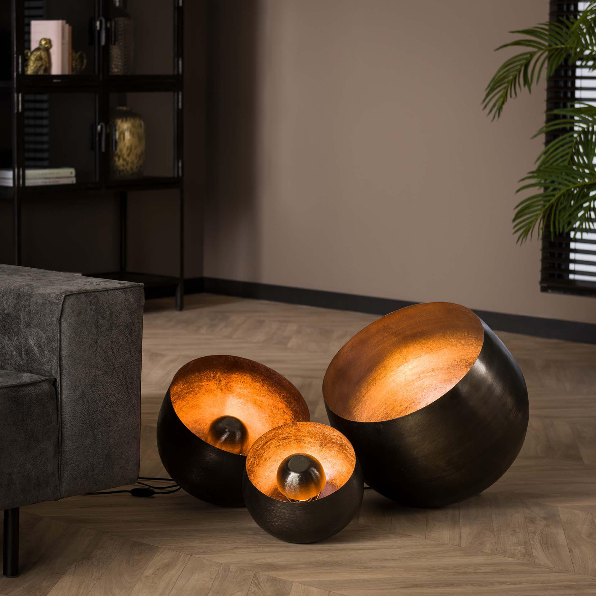 TISCHLEUCHTE Korb Schwarz 36/36/ 35 cm - Schwarz, Metall (36/36/35cm) - Hoyz Collection