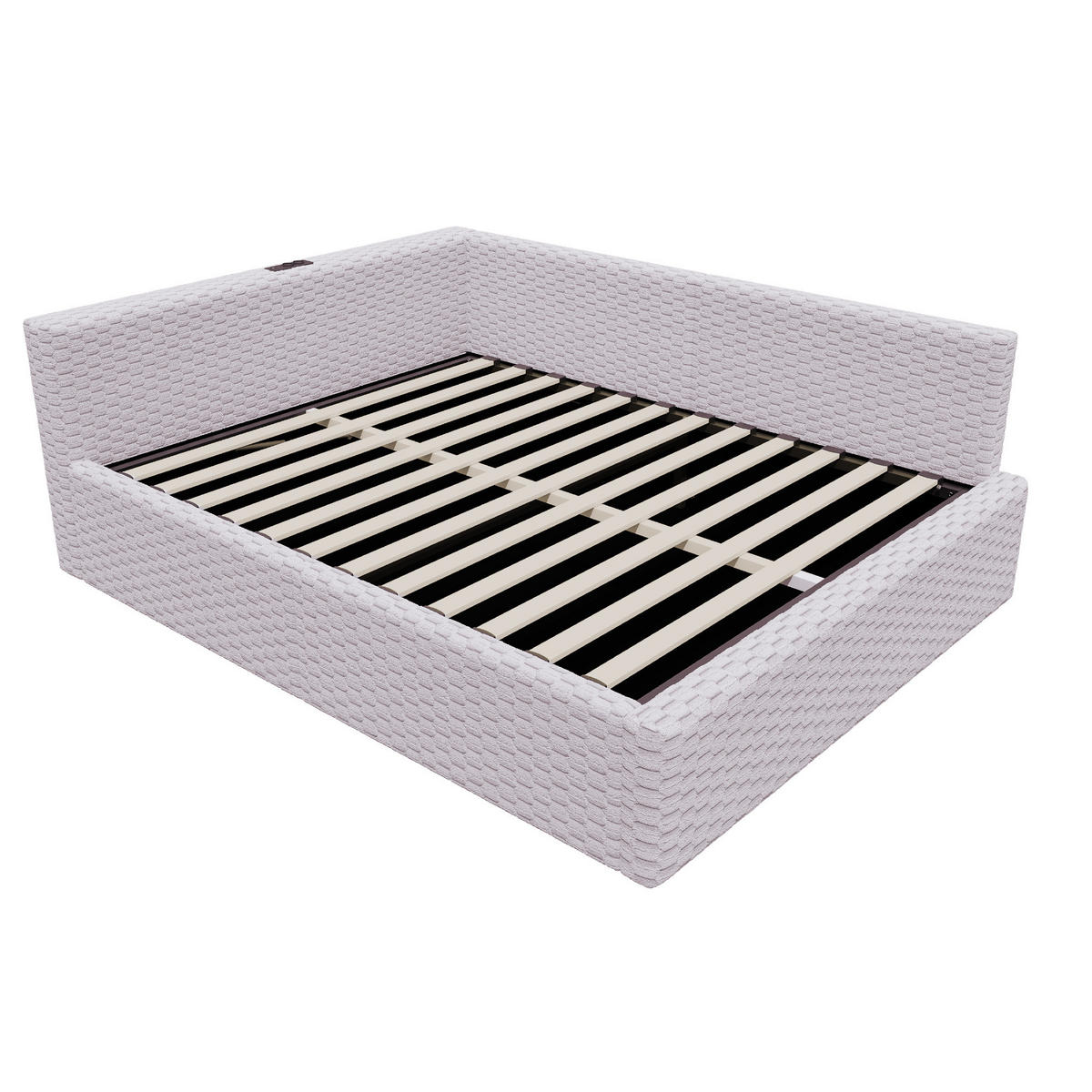 ČALOUNĚNÁ postel 140/200 cm šedá z sametu s LED osvětlením, USB-C a úložným prostorem - šedá, textil (140/200cm) - OKWISH