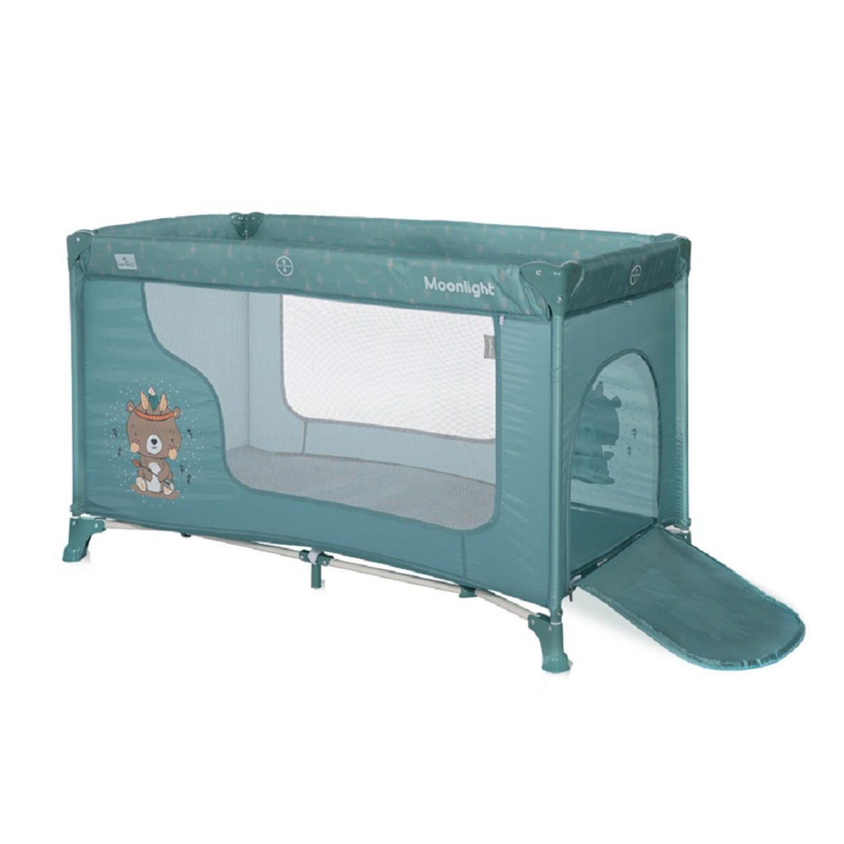 BABY REISEBETT Laufstall Moonlight grün seitliche Öffnung Tragetasche faltbar - Grün, Kunststoff (60/120cm) - Lorelli