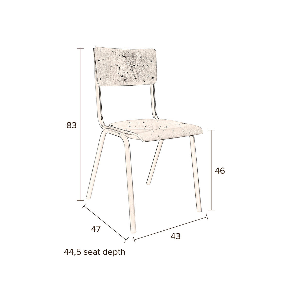 ESSZIMMERSTUHL Scuola Holz - 4 er Set - Braun, Holz (43/82.5/49cm) - Dutchbone