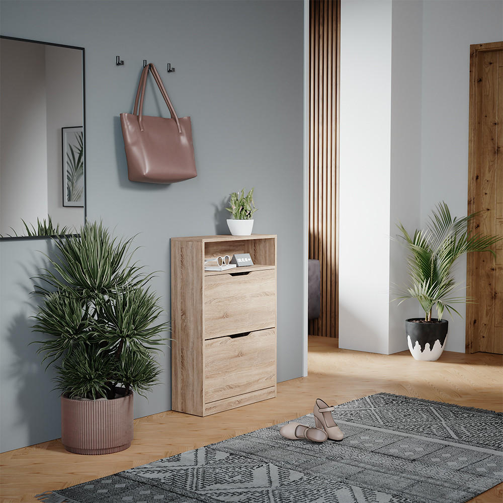 SCHUHKIPPER Luca Sonoma 59 x 89.5 cm mit 2 Fächern - Sonoma Eiche, Holzwerkstoff (59/89.5/22cm) - Vicco