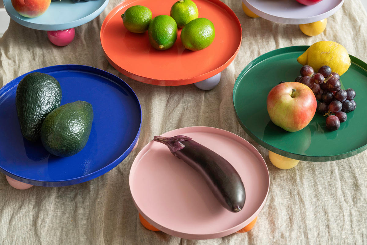 SERVIERTABLETT Double Funky Grün 25/25/6.5 cm - Grün, Metall (25/6.5/25cm) - Present Time