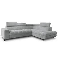 ECKSOFA MORIVA Q R-S Hellgrau Boucle-Stoff mit Schlaffunktion - Hellgrau, Holzwerkstoff/Textil (253/190cm) - MASSENO
