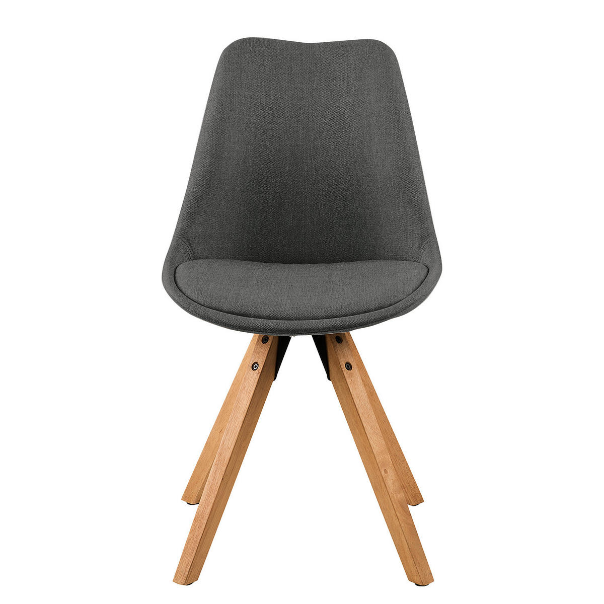 POLSTERSTUHL - Massivholz Gummibaum / Textil - Dunkelgrau/Braun, Holz/Textil (49/85/55cm) - home24