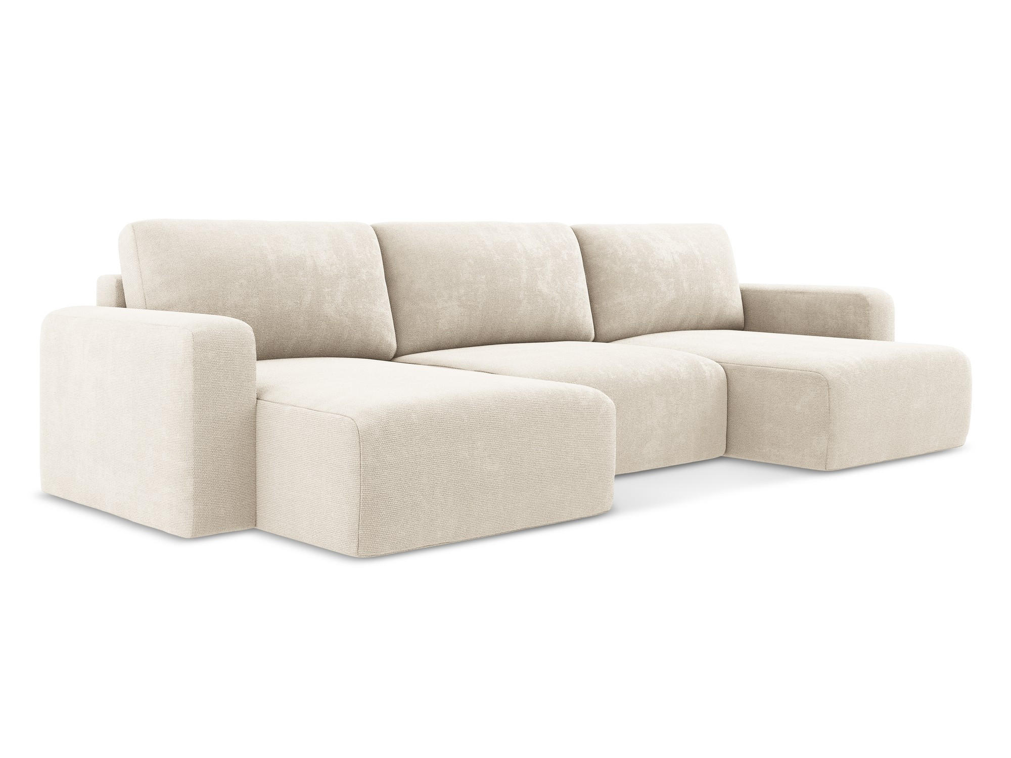 WOHNLANDSCHAFT Chenille Stoff Beige - Beige/Creme, Kunststoff/Textil (332/79/149cm) - Makamii