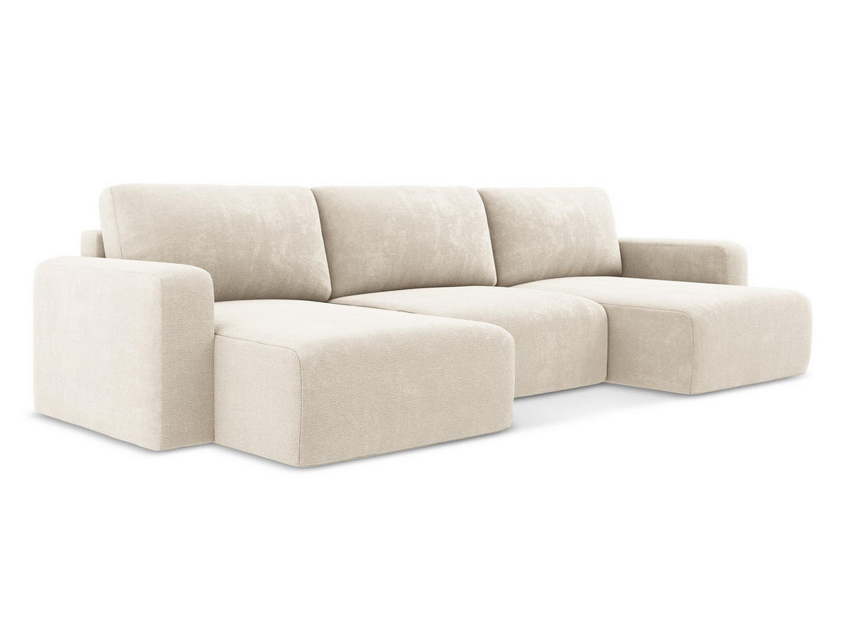 WOHNLANDSCHAFT Chenille Stoff Beige - Beige/Creme, Kunststoff/Textil (332/79/149cm) - Makamii