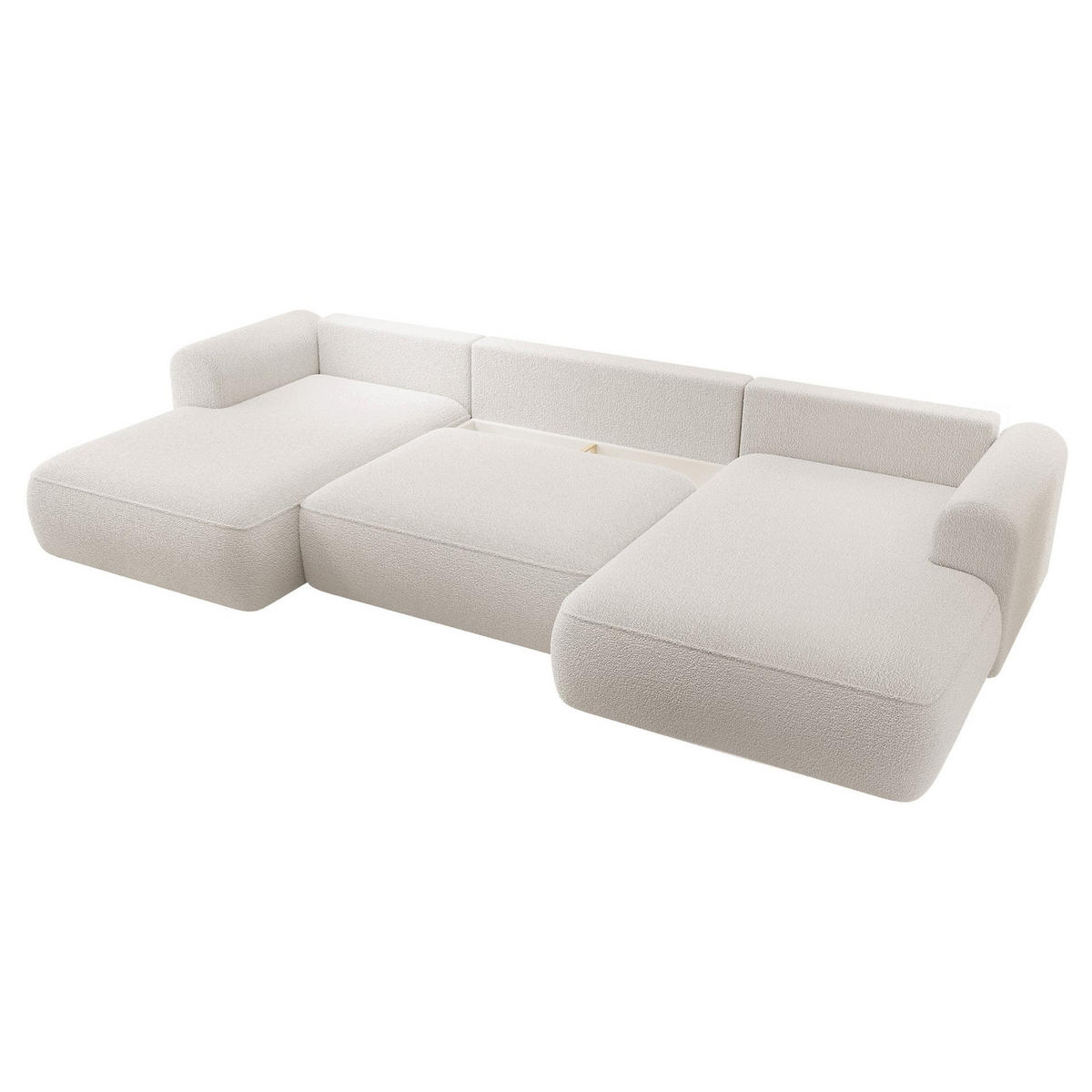 ECKSOFA Ovo Creme Bouclé - Creme/Schwarz, Kunststoff/Textil (380/95/167cm) - Selsey