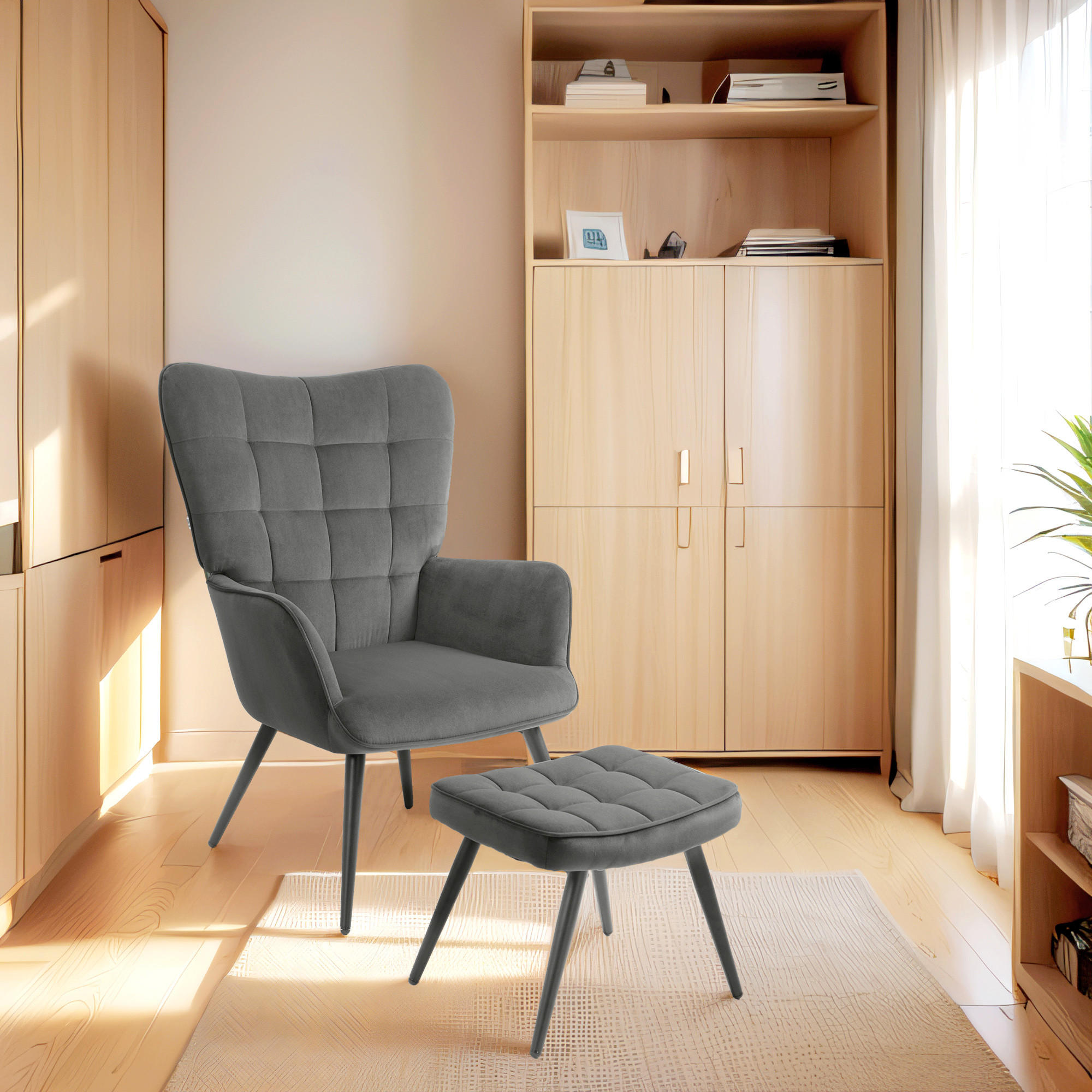 OHRENSESSEL, Relaxsessel - Dunkelgrau, Kunststoff/Metall (77.5/98/73cm) - HOMCOM
