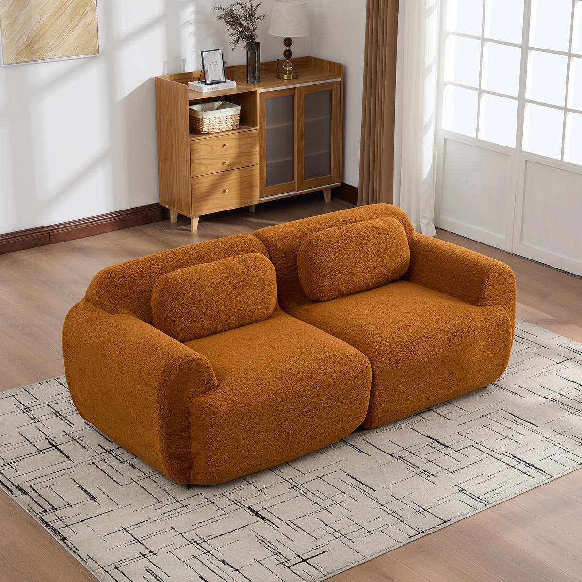 2-SITZER SOFA Chenille Caramel ohne Montage - Braun, Textil (189/71/91cm) - WISHDOR