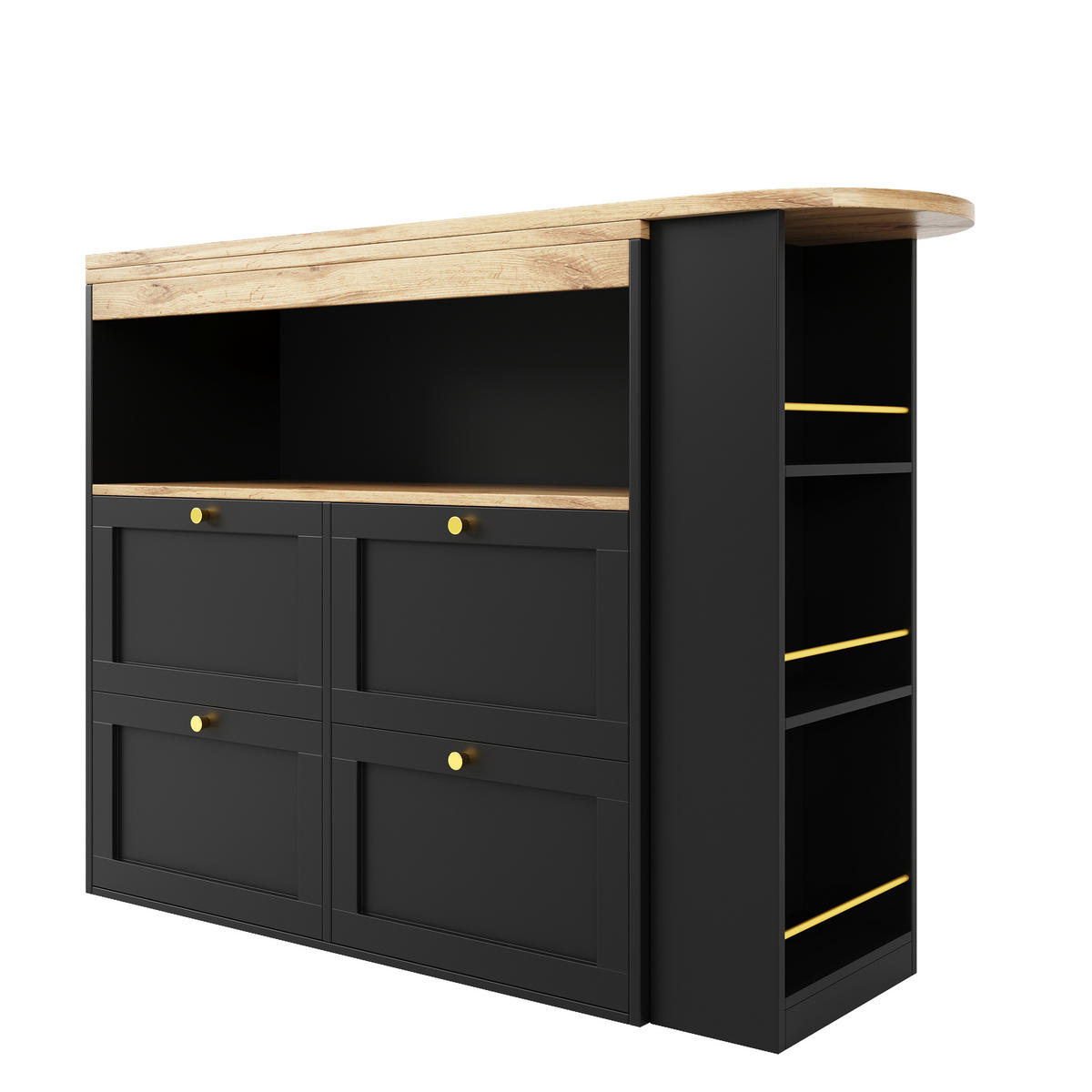 KÜCHENINSEL 105x39x102 cm drehbar mit 4 Schubladen - Schwarz, Holz (39/104/138cm) - SHOPENTRA
