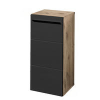 UNTERSCHRANK mit 1 Tür - Matt Schwarz / Eiche Viking Dekor - Braun, Holzwerkstoff (34/72/31cm) - home24