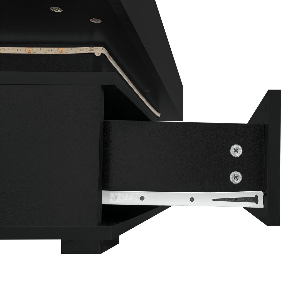 COUCHTISCH 100/50/44 cm schwarz höhenverstellbar mit LED-Beleuchtung und 2 Schubladen - Schwarz, Holzwerkstoff (100/50/44cm) - OKWISH