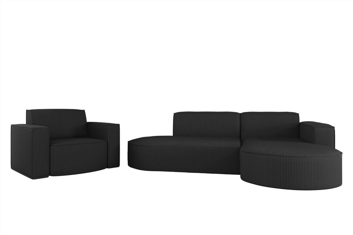 SOFASET Palma In Scala - Anthrazit, Holzwerkstoff/Textil (236/78/165cm) - Fun Möbel
