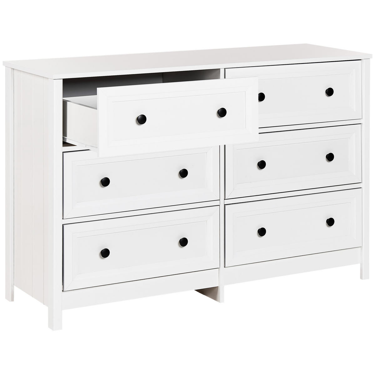 KOMODA s 6 zásuvkami Bílá Hazelvale - bílá, kompozitní dřevo (120/80/45cm) - Beliani