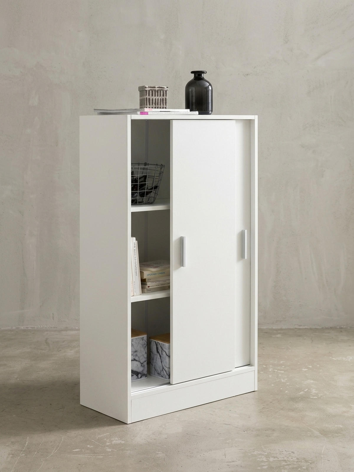 AKTENSCHRANK – Holz, Weiß, 60x107,5x28,5 cm, wasserabweisend & kratzfest, modern - Weiß, Holz/Metall (60/108/29cm) - KADIMA DESIGN