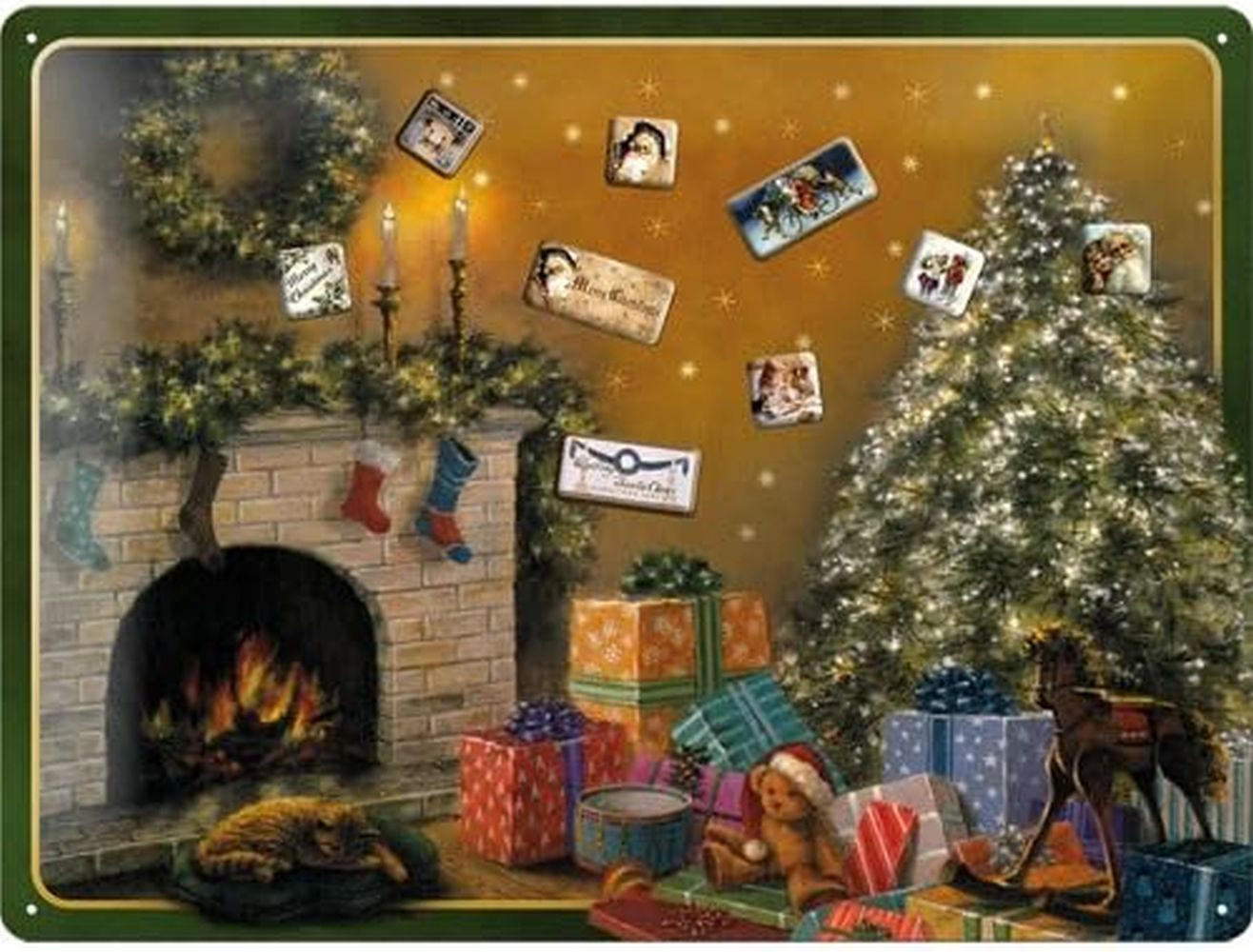 BLECHSCHILD 30/40 cm Winter Time Christmas Tree - Multicolor, Metall (40/30/0.2cm) - Nostalgic-Art
