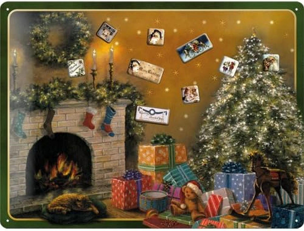 BLECHSCHILD 30/40 cm Winter Time Christmas Tree - Multicolor, Metall (40/30/0.2cm) - Nostalgic-Art