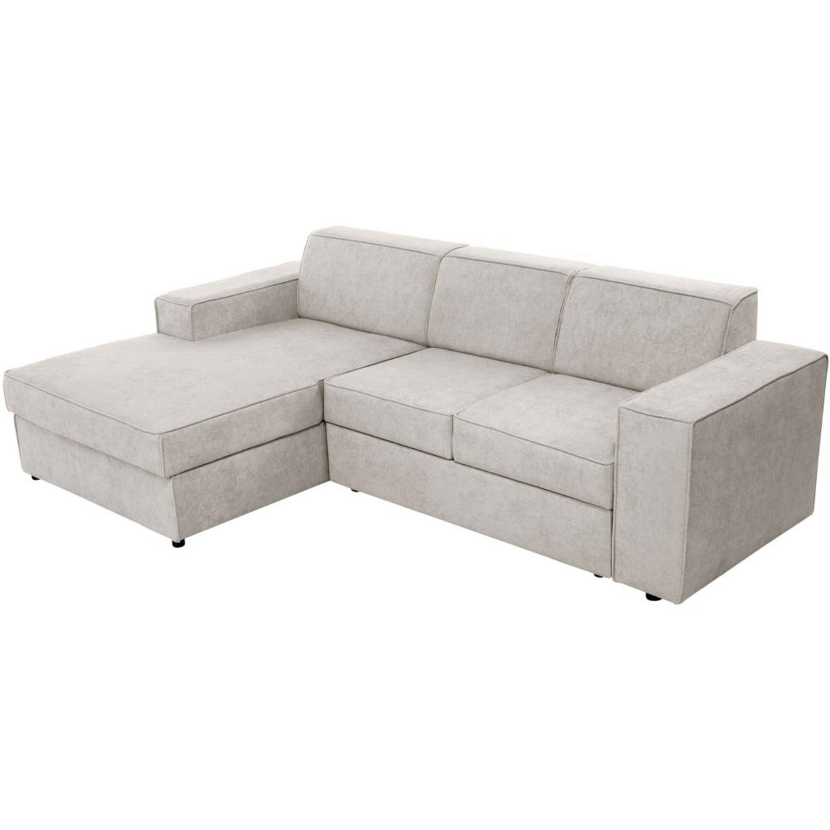ECKSCHLAFSOFA mit Schlaffunktion Pedro L beige links - Beige/Schwarz, Kunststoff/Textil (267/160cm) - Beautysofa
